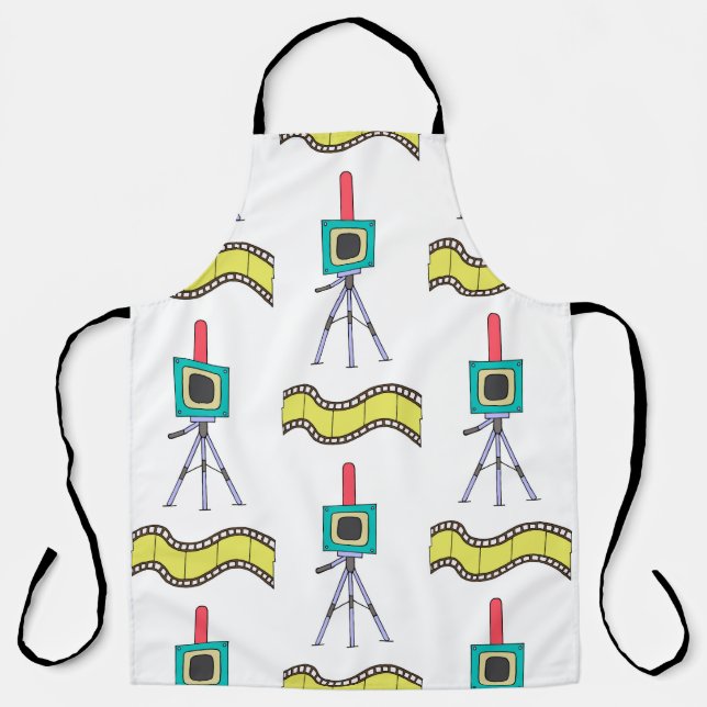 Seamless pattern with cameras and film strips on a apron (Front)