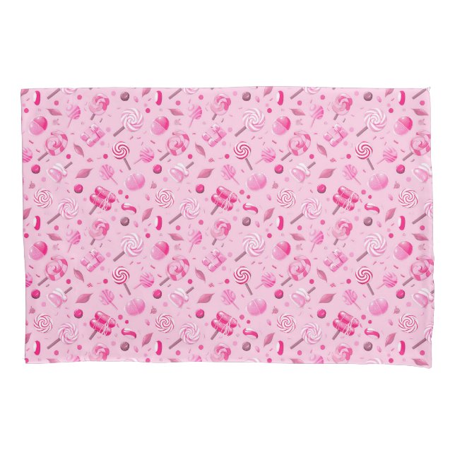 Seamless pattern with candies, lollipops, blue bac pillowcase (Front)