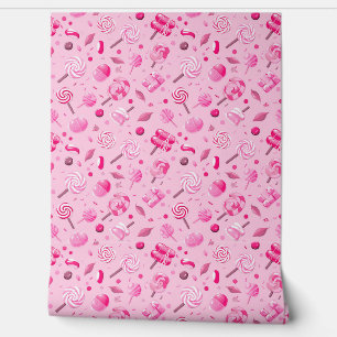 Seamless pattern with candies, lollipops, blue bac wallpaper