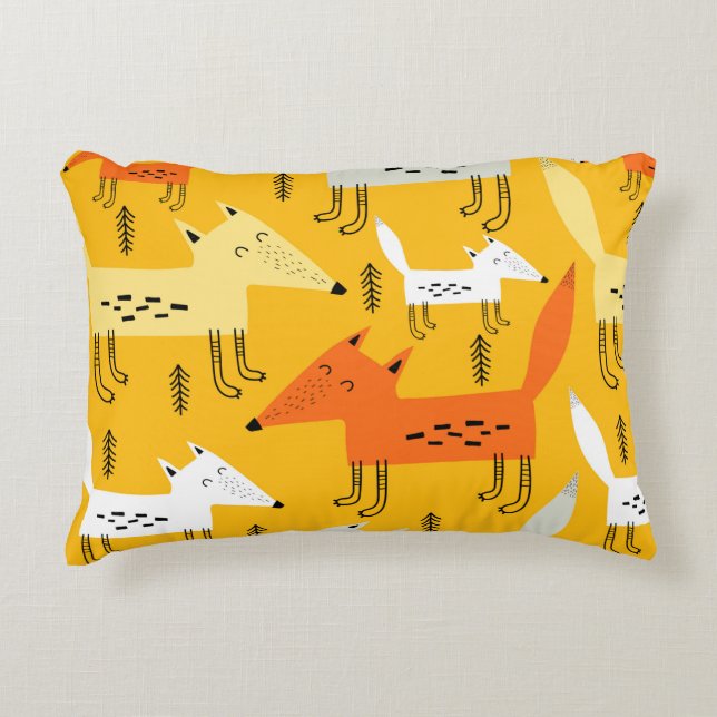 Seamless pattern with cartoon foxes, decor element accent pillow (Front)