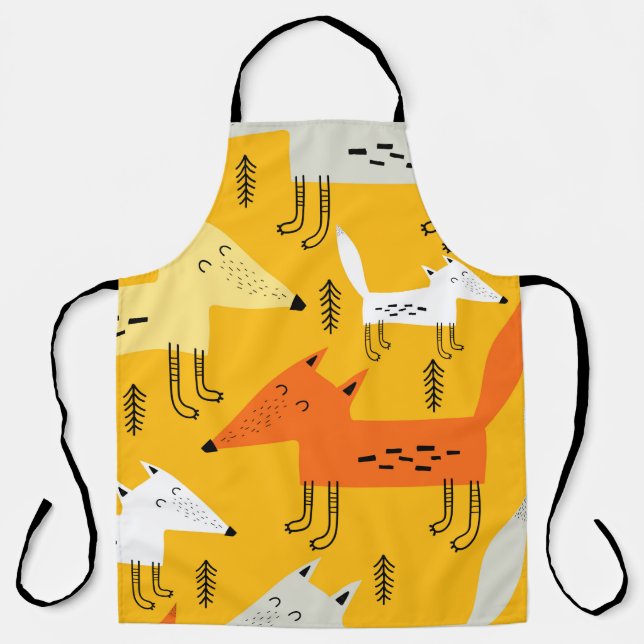 Seamless pattern with cartoon foxes, decor element apron (Front)