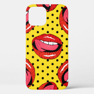 Seamless pattern with cartoon patch badges with li iPhone 12 case