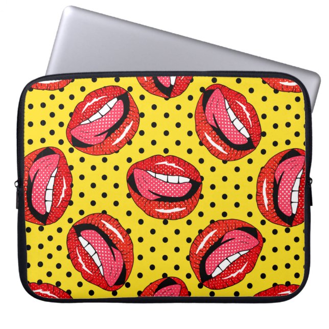 Seamless pattern with cartoon patch badges with li laptop sleeve (Front)