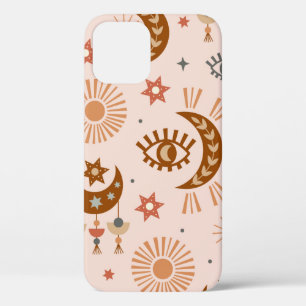 seamless pattern with celestial eye, moon, sun iPhone 12 case