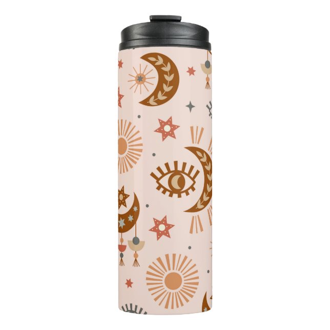 seamless pattern with celestial eye, moon, sun thermal tumbler (Front)