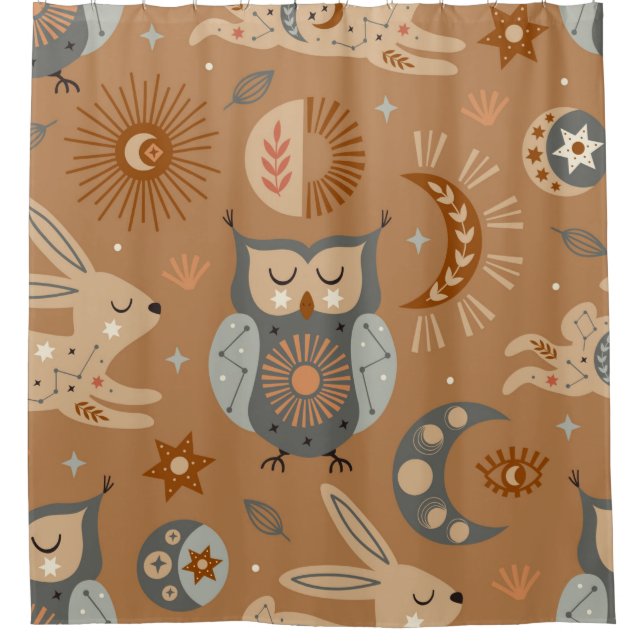 seamless pattern with celestial owl and hare (Front)