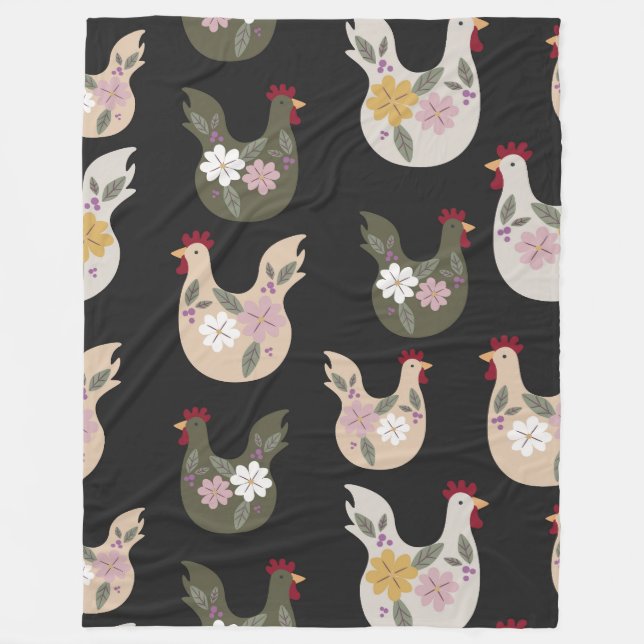 Seamless pattern with chicken for Easter and other Fleece Blanket (Front)