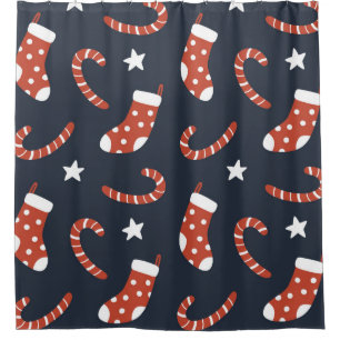 Seamless pattern with christmas socks,candy canes