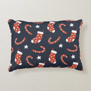Seamless pattern with christmas socks,candy canes  accent pillow