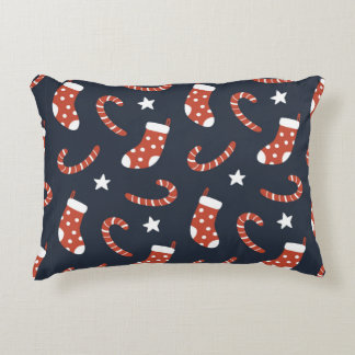 Seamless pattern with christmas socks,candy canes  accent pillow