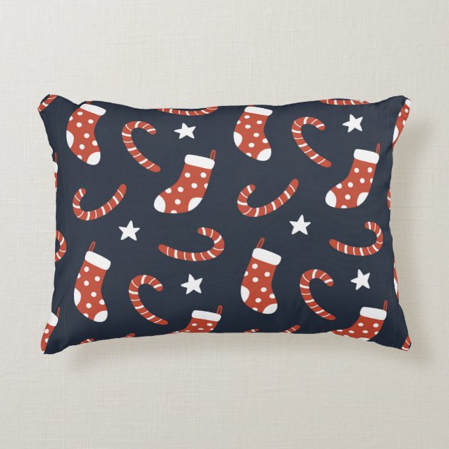 Seamless pattern with christmas socks,candy canes  accent pillow (Front)