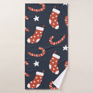 Seamless pattern with christmas socks,candy canes bath towel