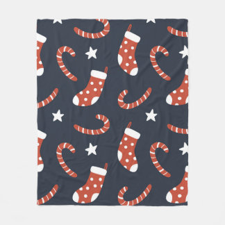 Seamless pattern with christmas socks,candy canes  fleece blanket