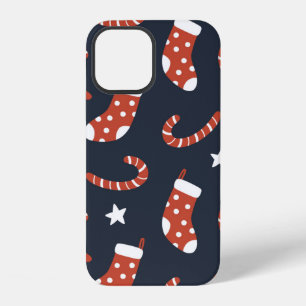 Seamless pattern with christmas socks,candy canes  iPhone 12 case