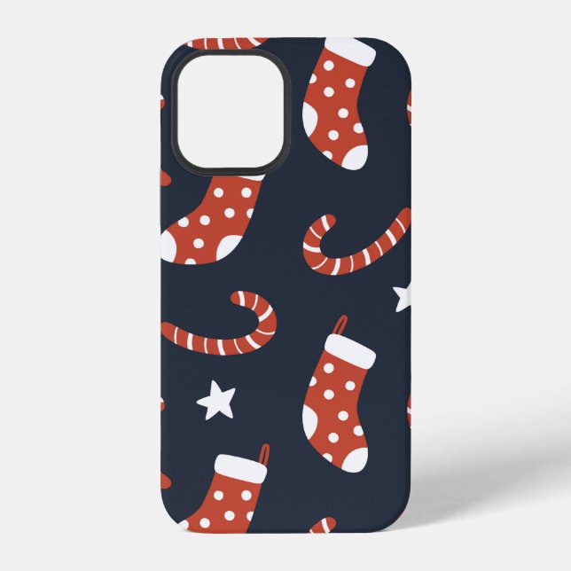 Seamless pattern with christmas socks,candy canes  iPhone case (Back)