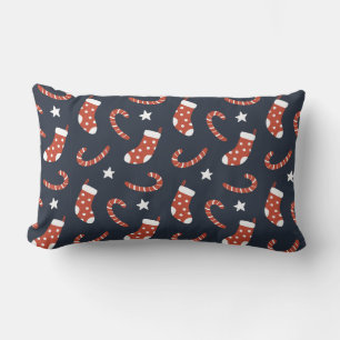 Seamless pattern with christmas socks,candy canes lumbar pillow