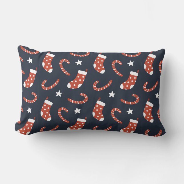 Seamless pattern with christmas socks,candy canes  lumbar pillow (Front)