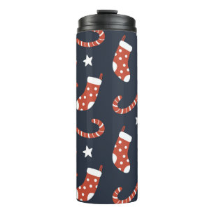 Seamless pattern with christmas socks,candy canes  thermal tumbler
