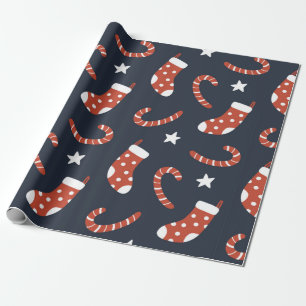 Seamless pattern with christmas socks,candy canes  wrapping paper