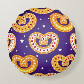 Seamless pattern with Christmas sweets. Vintage il Round Pillow