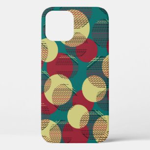 Seamless pattern with circles and lines.  iPhone 12 case