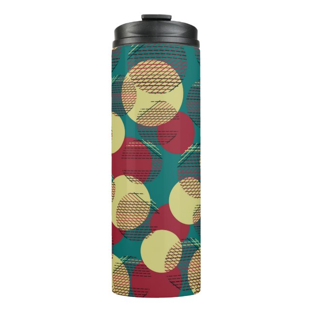Seamless pattern with circles and lines.  thermal tumbler (Front)