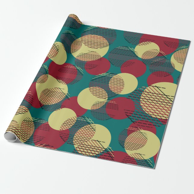 Seamless pattern with circles and lines.  wrapping paper (Unrolled)