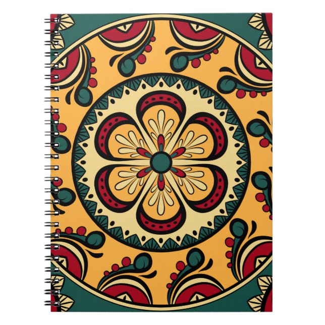 Seamless pattern with circular ornaments in yellow notebook (Front)