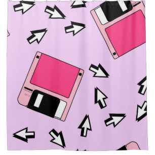 Seamless pattern with colorful floppy disk in vapo