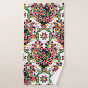 Seamless pattern with colorful hearts bath towel