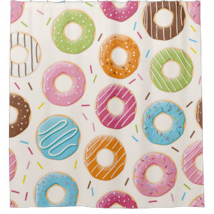 Seamless pattern with colorful tasty glossy donuts