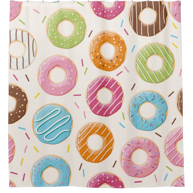 Seamless pattern with colorful tasty glossy donuts (Front)