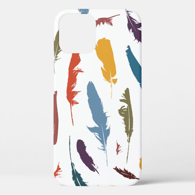 Seamless pattern with coloured feathers on a light Case-Mate iPhone case (Back)