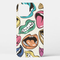 seamless pattern with coloured lips with differen