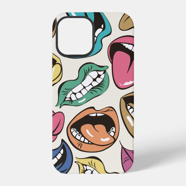  seamless pattern with coloured lips with differen iPhone case (Back)