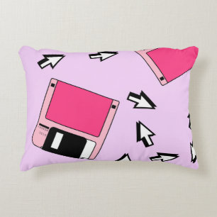 Seamless pattern with colourful floppy disc in vap accent pillow
