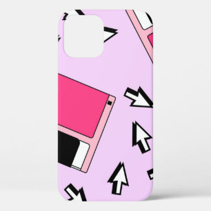 Seamless pattern with colourful floppy disc in vap iPhone 12 case