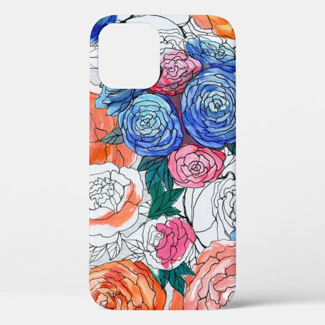 Seamless pattern with colourful flowers Case-Mate iPhone case (Back)