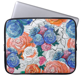 Seamless pattern with colourful flowers laptop sleeve