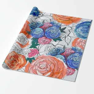 Seamless pattern with colourful flowers wrapping paper