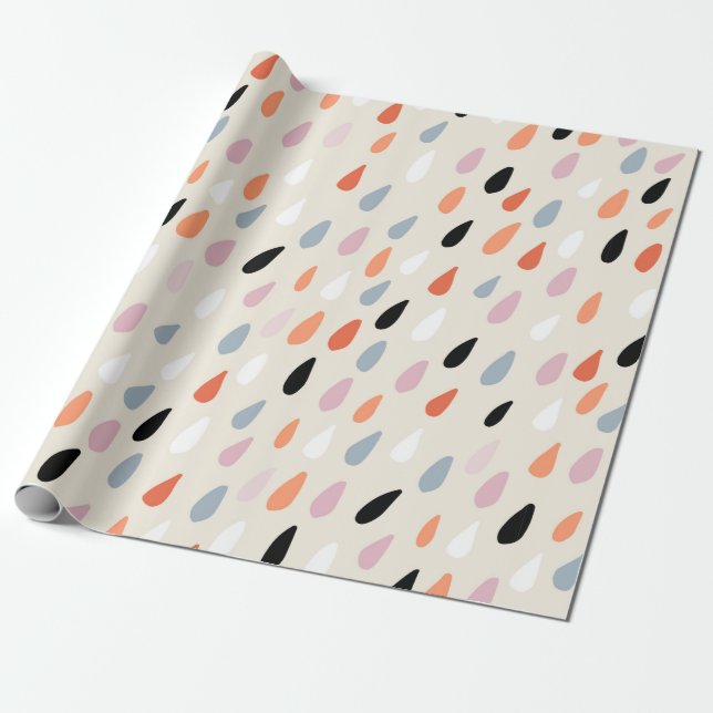 Seamless pattern with colourful hand drawdrops sta wrapping paper (Unrolled)