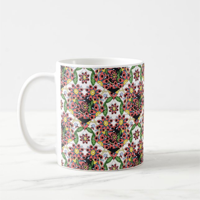 Seamless pattern with colourful hearts coffee mug (Left)