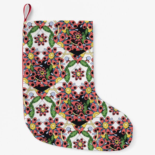 Seamless pattern with colourful hearts small christmas stocking (Front)