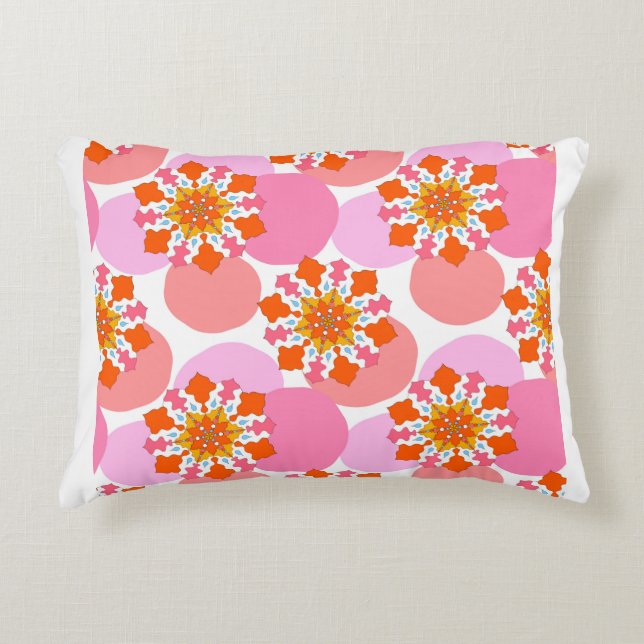 Seamless pattern with colourful mandalas. Bright t Accent Pillow (Front)