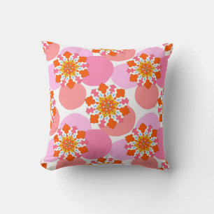 Seamless pattern with colourful mandalas. Bright t Throw Pillow