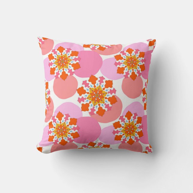 Seamless pattern with colourful mandalas. Bright t Throw Pillow (Front)