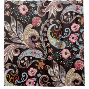 Seamless pattern with colourful paisley floral