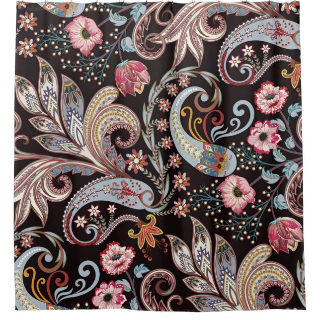 Seamless pattern with colourful paisley floral (Front)