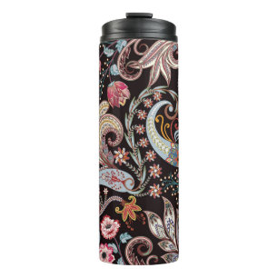 Seamless pattern with colourful paisley floral thermal tumbler