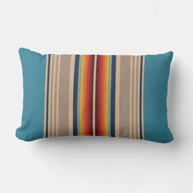 Seamless pattern with colourful serape stripes lumbar pillow (Front)